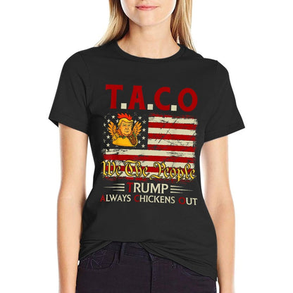 Funny Trump Taco Trump Always Chickens Out  Oversized Silhouette T-Shirt