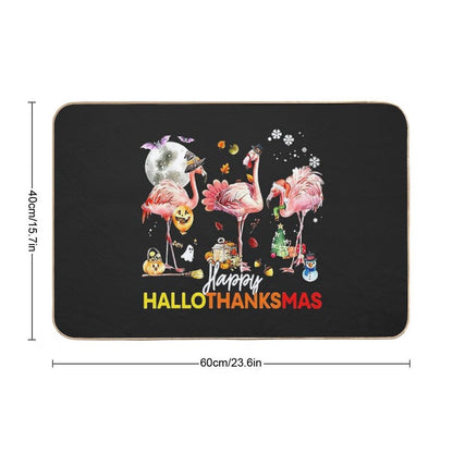 Happy HalloThanksMas Flamingo Holiday Party Halloween  Eco-Friendly Bath Mat