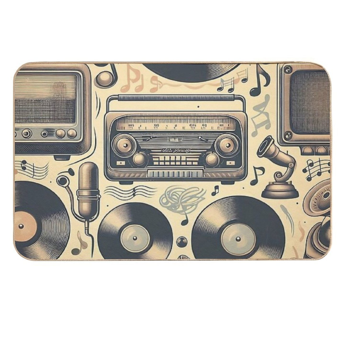 Vintage Music Retro Vibes  Easy Maintenance Bath Mat
