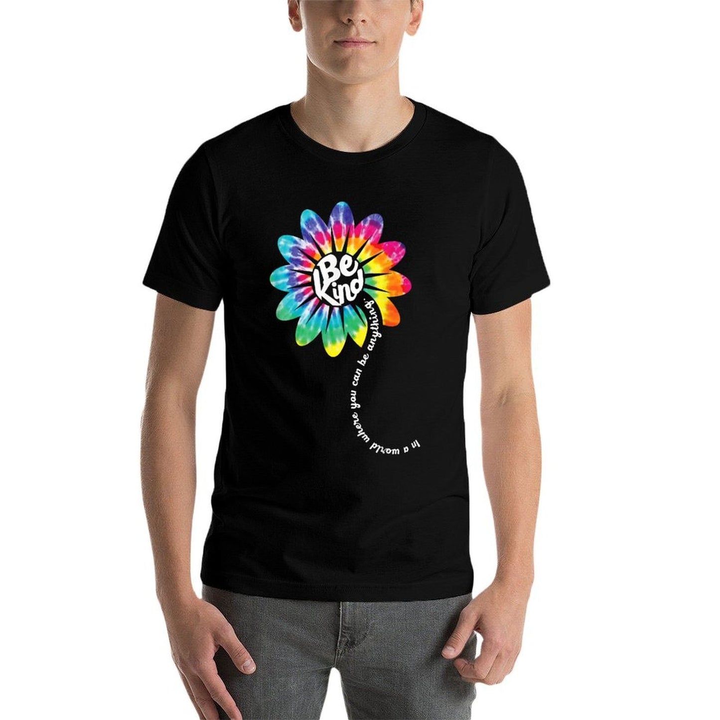 Be Kind Groovy Tie Dye Flower Power Gift Anti Bullying  Fade-proof Color T-Shirt