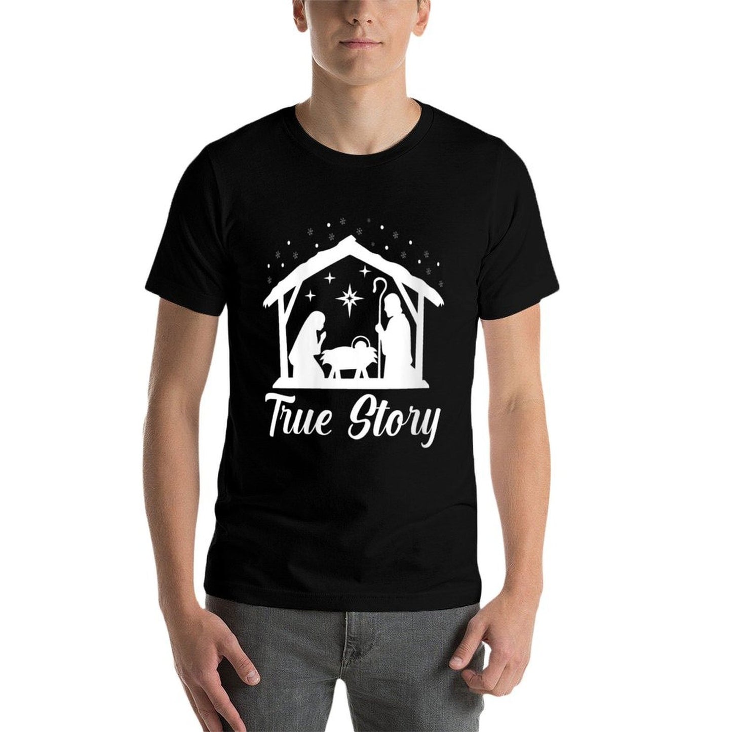 Womens True Story Christmas Christian Religion Religious Xmas  Oversized Silhouette T-Shirt