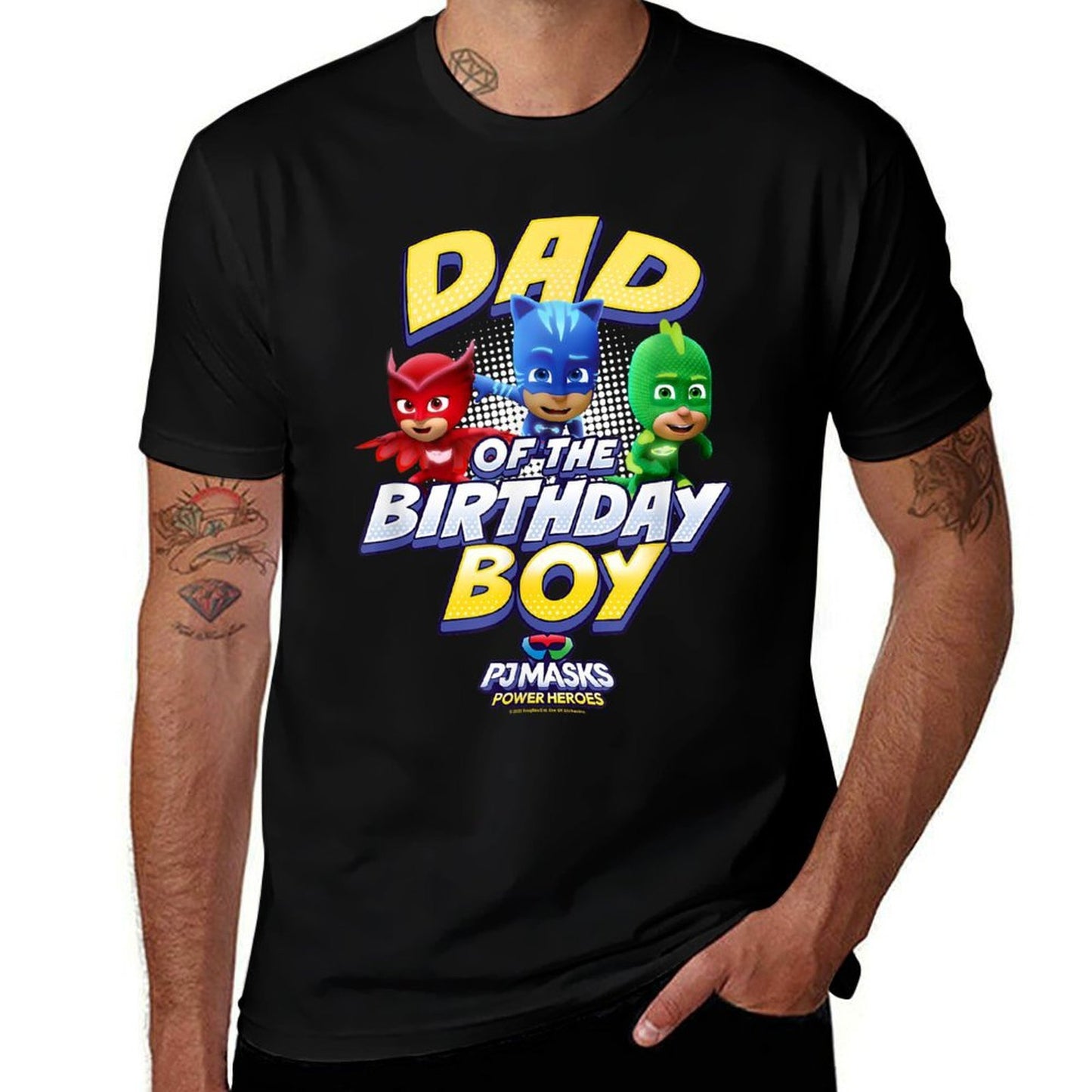 PJ Masks Group Shot Dad Of The Birthday Boy Logo  Relaxed-fit T-Shirt