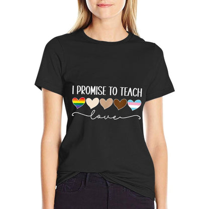 LGBTQ Proud Ally I Promise To Teach Love Pride Teacher  Polyester Blend T-Shirt