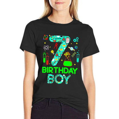 Kids Science 7th Birthday 7 Year Old Boy Future Scientist  Polyester Blend T-Shirt