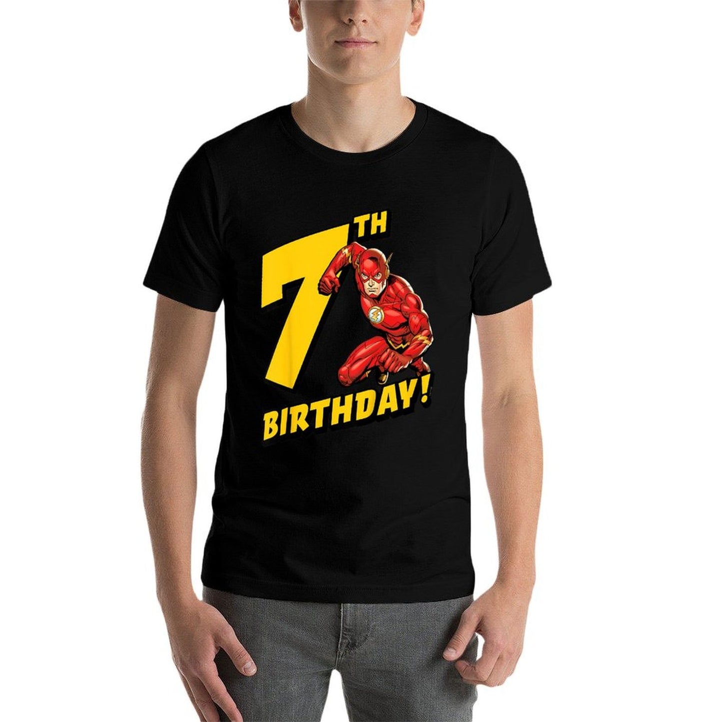 Kids The Flash 7th Birthday  Tagless Design T-Shirt