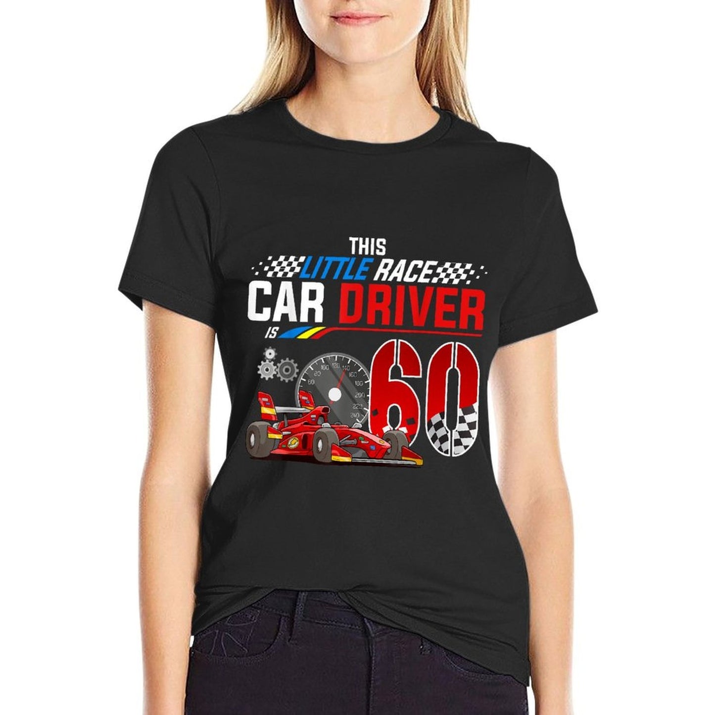 Racing Car Driver 60th Birthday Race Car Theme 60 Year Old  Rolled Sleeves T-Shirt