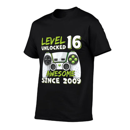 16 Year Old BDay Decorations Son Boy 16yr 2009 16th Birthday  Ribbed Collar T-Shirt