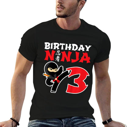 Kids Birthday Ninja - 3 Year Old Ninja Birthday Party Theme  Slim-fit Cut T-Shirt