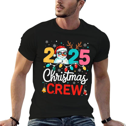 Merry Christmas Crew 2025 Snowman Reindeer Men Women Kid  Polyester Blend T-Shirt