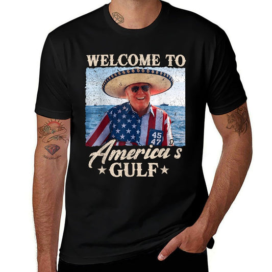 Gulf of USA America Funny USA Flag Eco-friendly Material T-Shirt