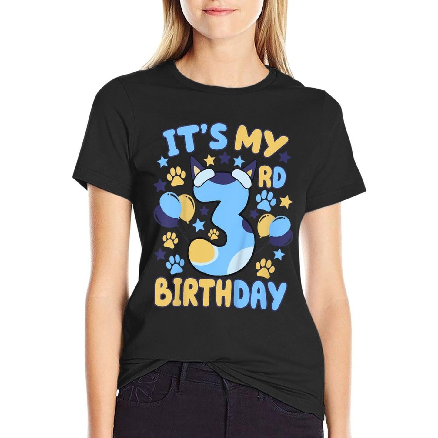 Kids 3rd Birthday Boy Girl Dog Theme Party Three 3 Year Old Bday  Soft T-Shirt
