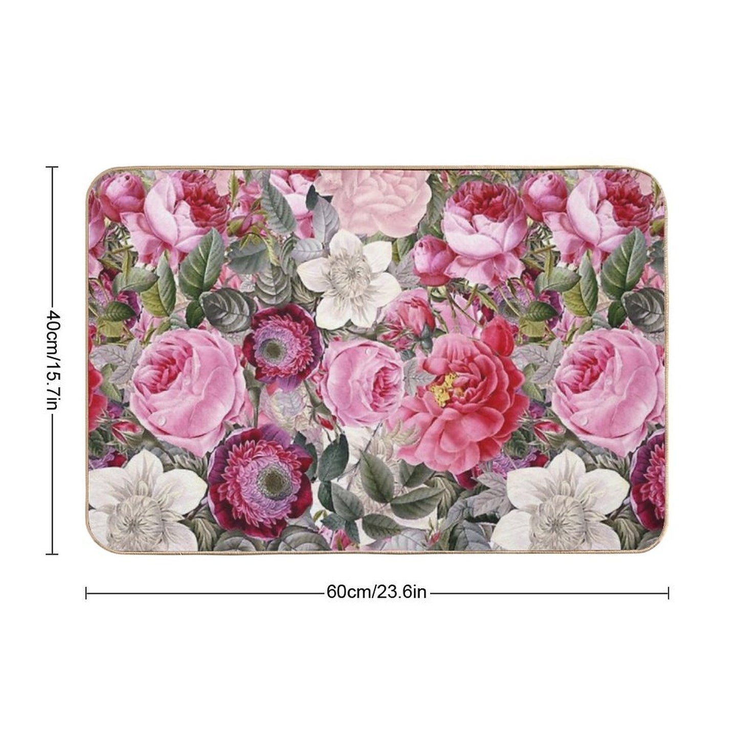 Vintage Pink Floral Botanical Night Garden Pattern  NightGarden Durable Bath Mat