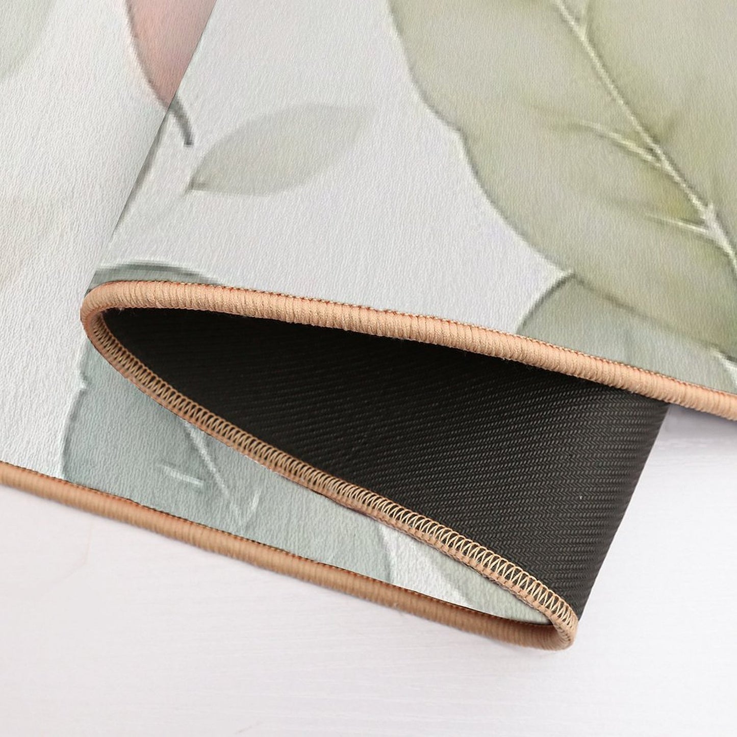 A Seamless Pattern Featuring Delicate Watercolor-style Leaves, with Soft Washes of Color Blending Harmoniously.  Fade-Resistant Bath Mat