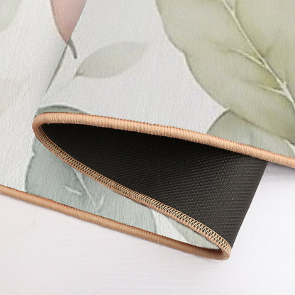 A Seamless Pattern Featuring Delicate Watercolor-style Leaves, with Soft Washes of Color Blending Harmoniously.  Fade-Resistant Bath Mat