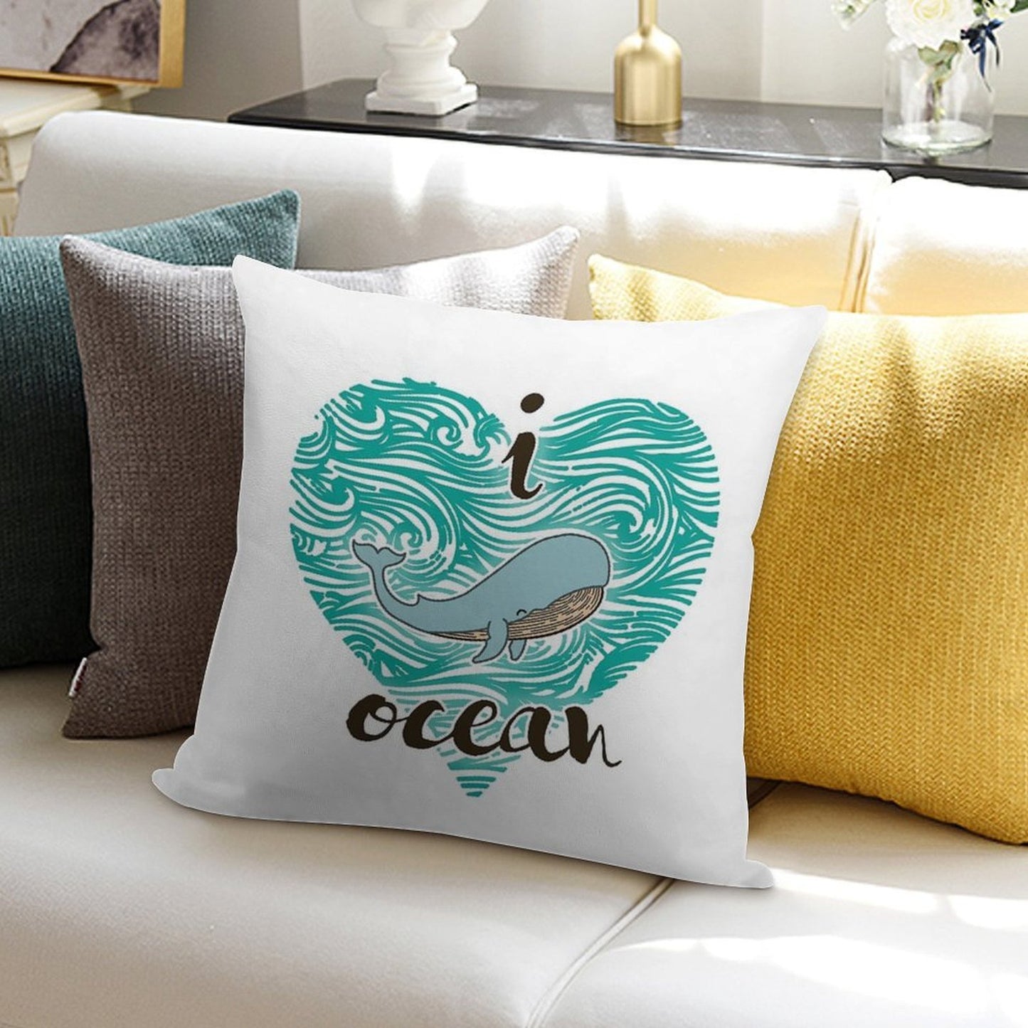 I Love Ocean (happy Whale) Ocean Soft Style Accent Throw Pillow
