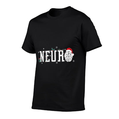 Neuro Nurse Brain Santa Hat Neuroscience Nursing Christmas  High-quality Stitching T-Shirt