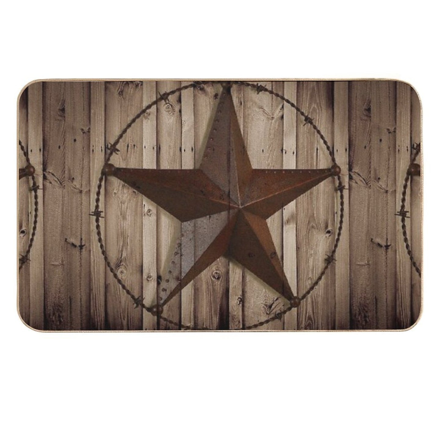Primitive Western Country Barn Wood Grunge Star Durable Bath Mat