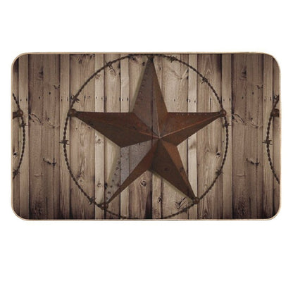 Primitive Western Country Barn Wood Grunge Star Durable Bath Mat