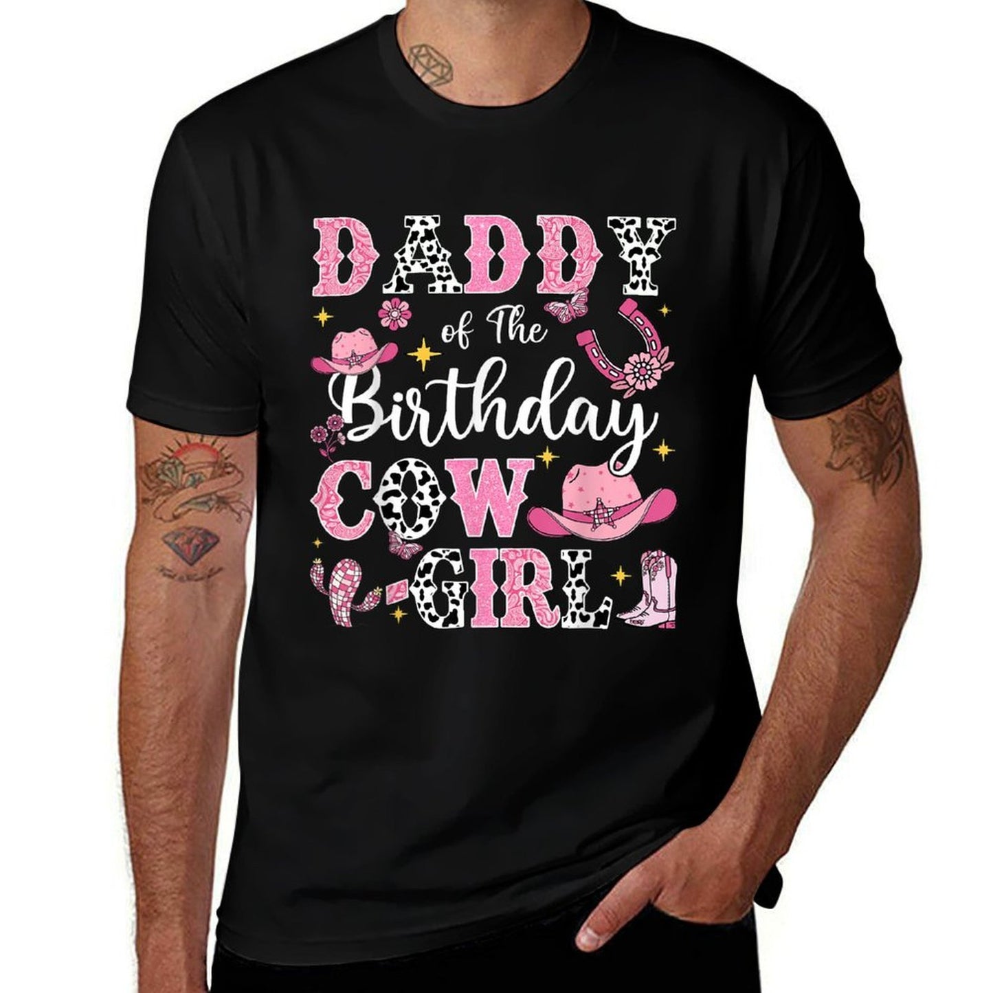 Daddy Of The Birthday Cow-Girl Rodeo Cow Girl Birthday  Tagless Design T-Shirt