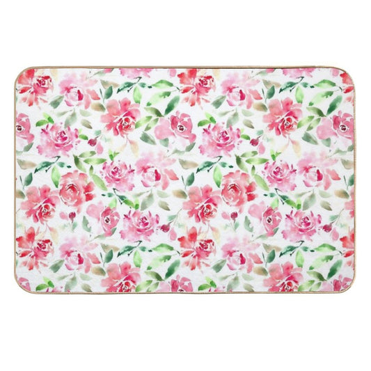 Watercolor Rose  Easy To Clean Bath Mat