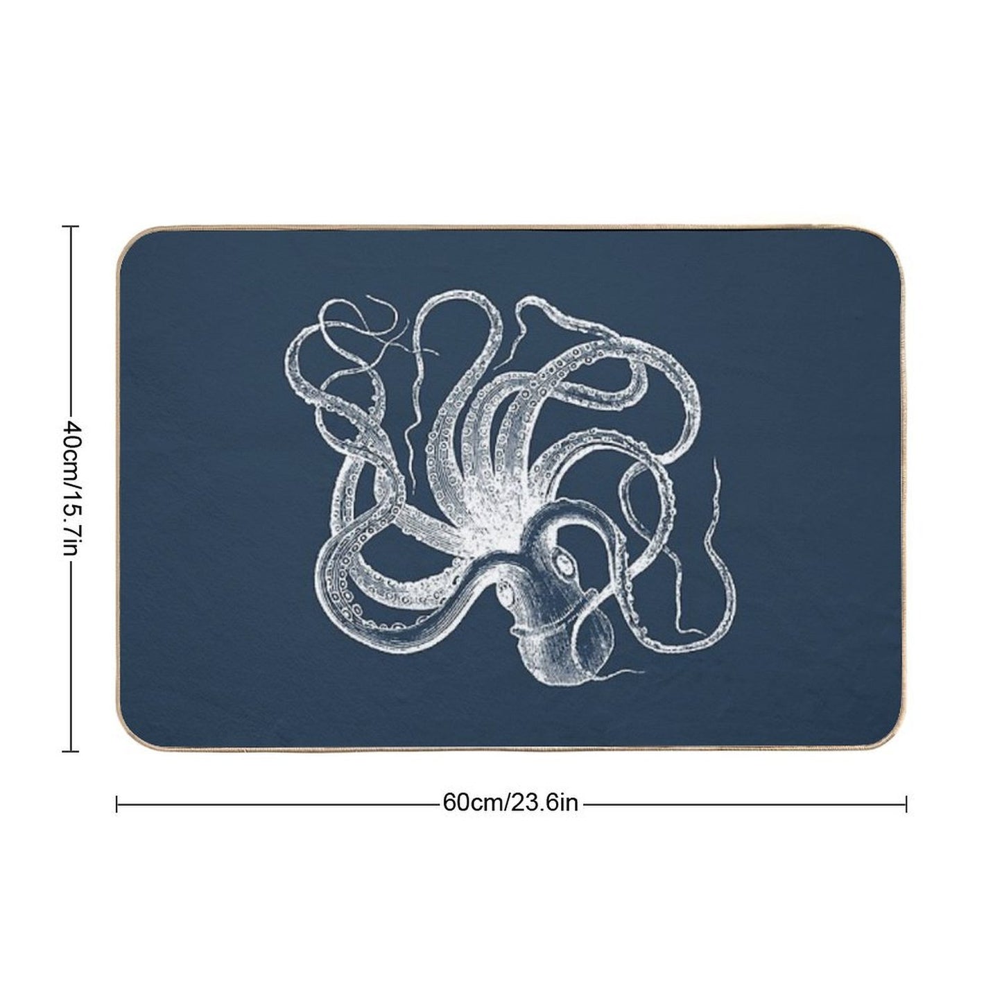 Vintage Octopus Kraken Engraving  Non-Slip Bath Mat