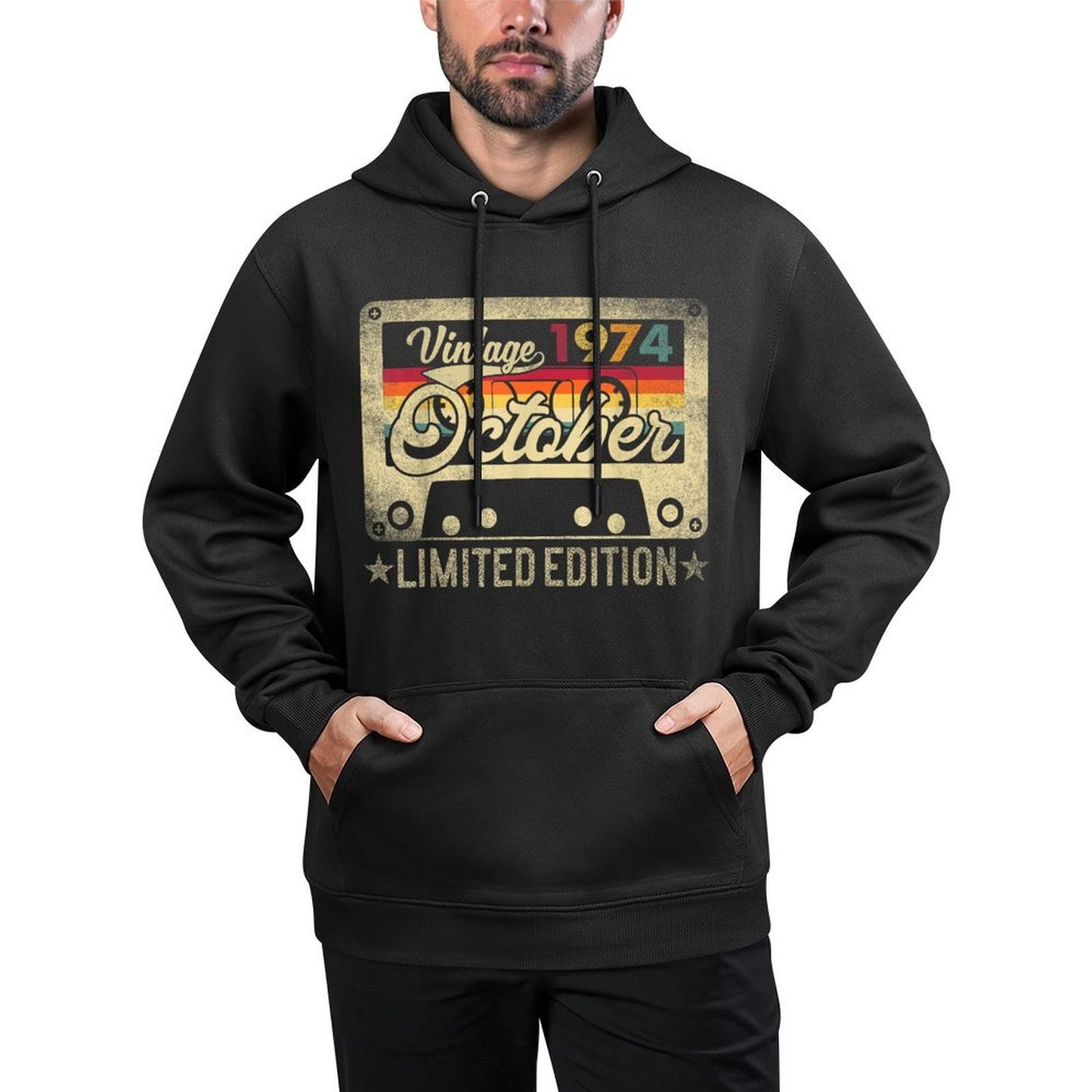 October 1974 Retro 50th Birthday Limited Edition Vintage Shape Retention Hoodie