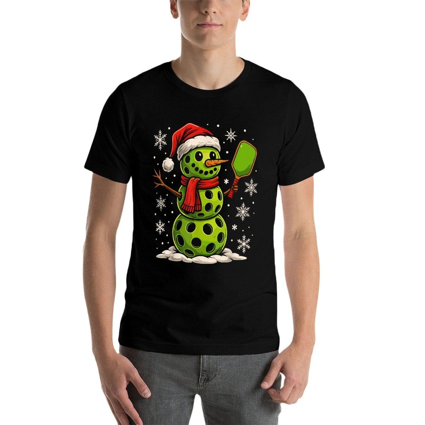 Christmas Pickleballs for Women Men Snowman Pickleball  Durable T-Shirt