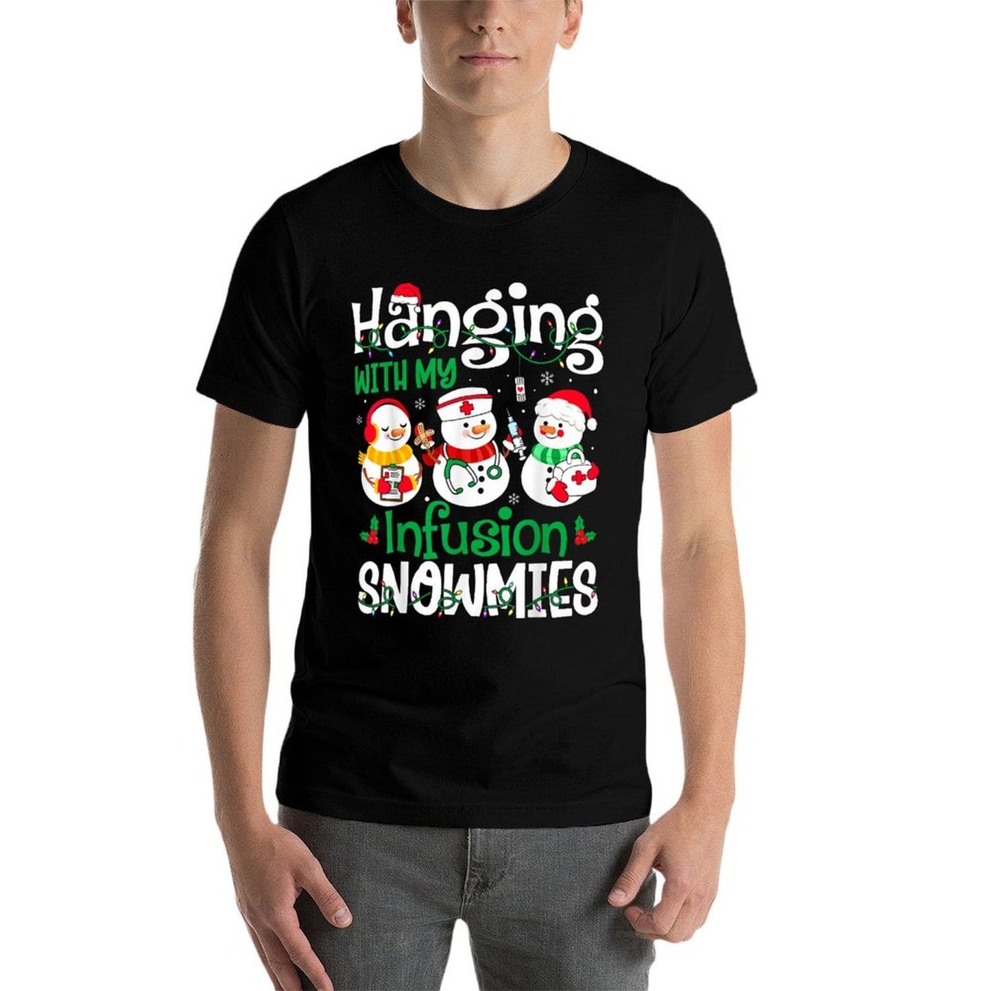 Hanging With My Infusion Nurse Snowmies Christmas Nursing  Summer-ready Fabric T-Shirt