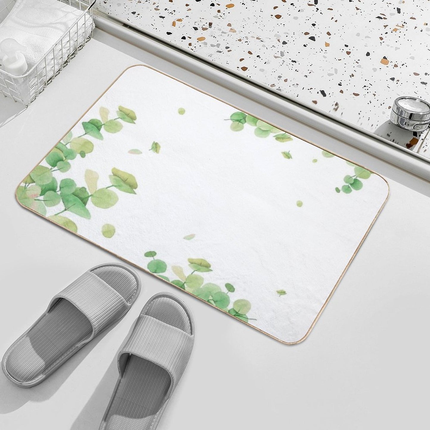 Lovely Natural Green Leaf  Odorless Bath Mat