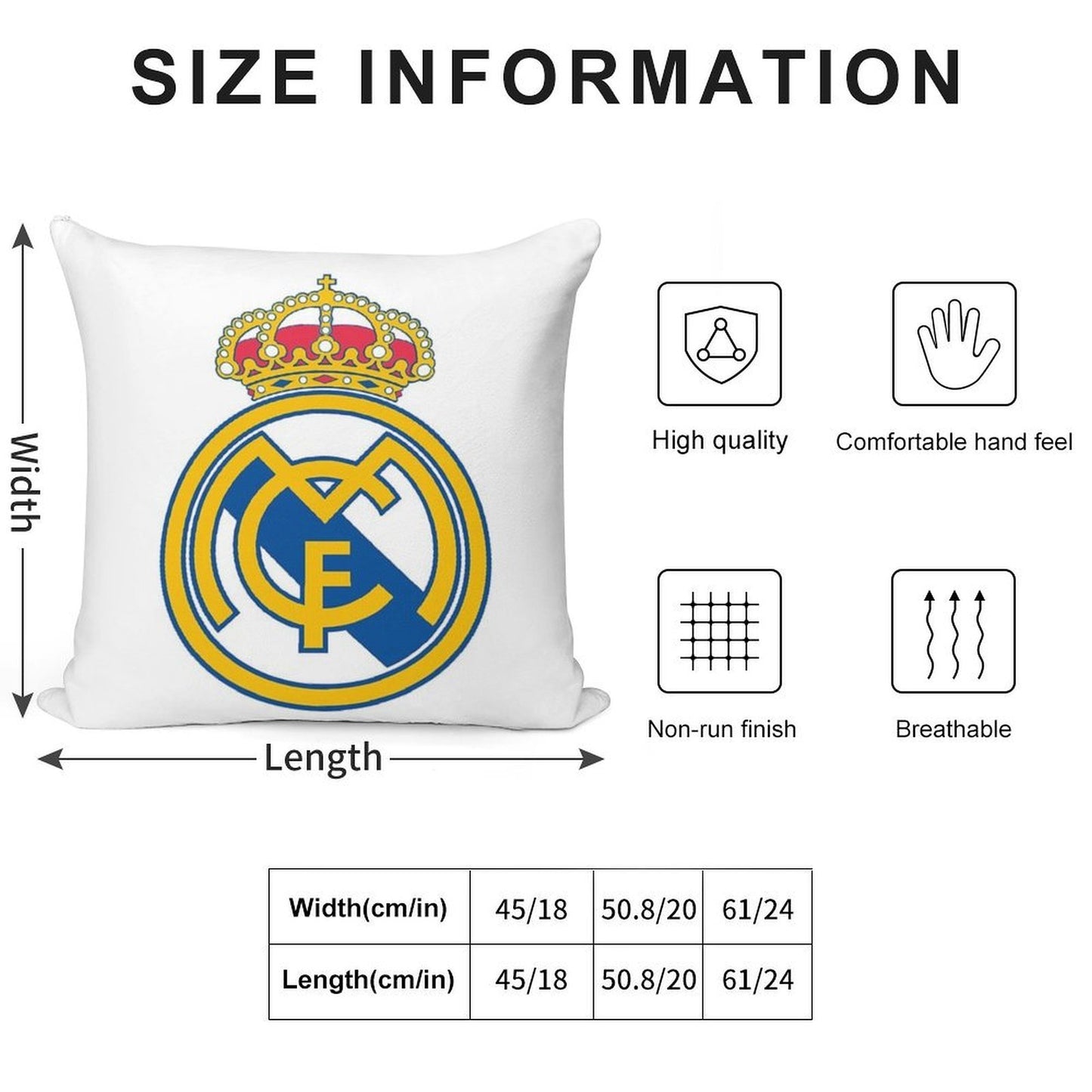 The Madrid CF Logo Soft Luxury Feel Throw Pillow