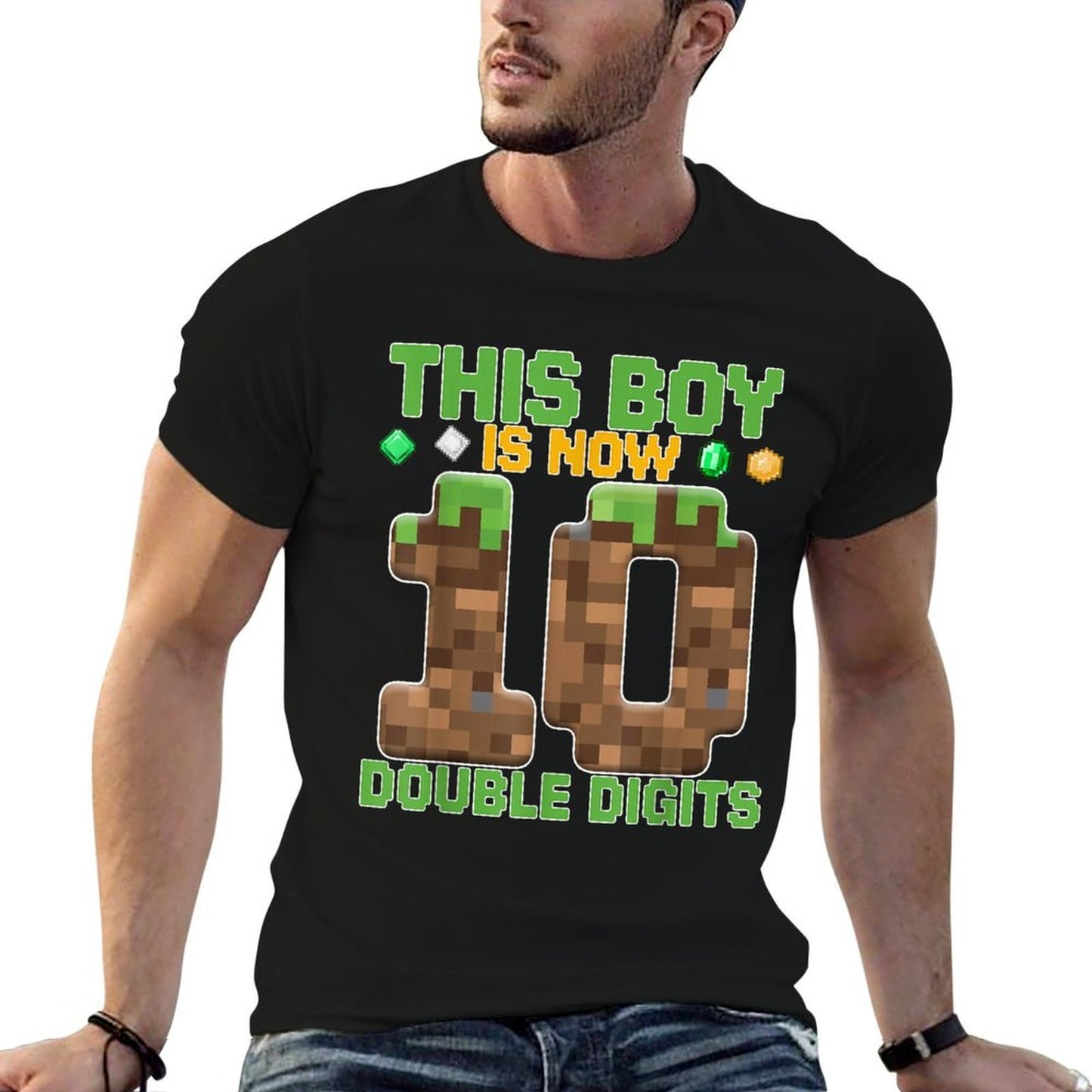 This Boy Is Now Double Digits 10th Birthday Gamer Pixel  Eco-friendly Material T-Shirt
