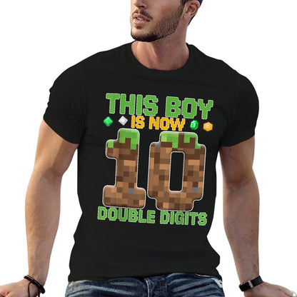 This Boy Is Now Double Digits 10th Birthday Gamer Pixel  Eco-friendly Material T-Shirt