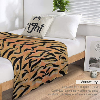 Stylish Black Gold Tiger Animal Print All-season Throw Blanket