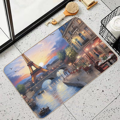 Amazing Blue Canal of Eiffel Tower  Slip-Resistant Bath Mat