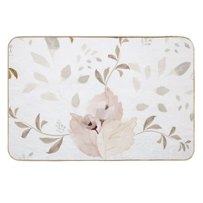 Neutral Watercolor Flower Pattern  Long-Lasting Bath Mat