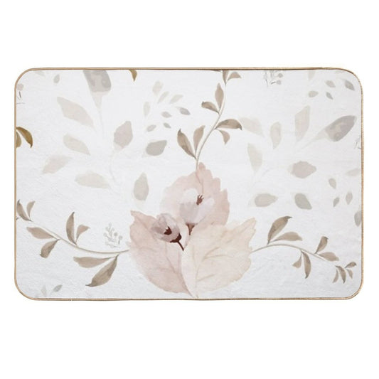Neutral Watercolor Flower Pattern  Long-Lasting Bath Mat