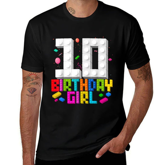 10th Birthday Girl Master Builder 10 Year Old Building Block  Graphic-printed T-Shirt
