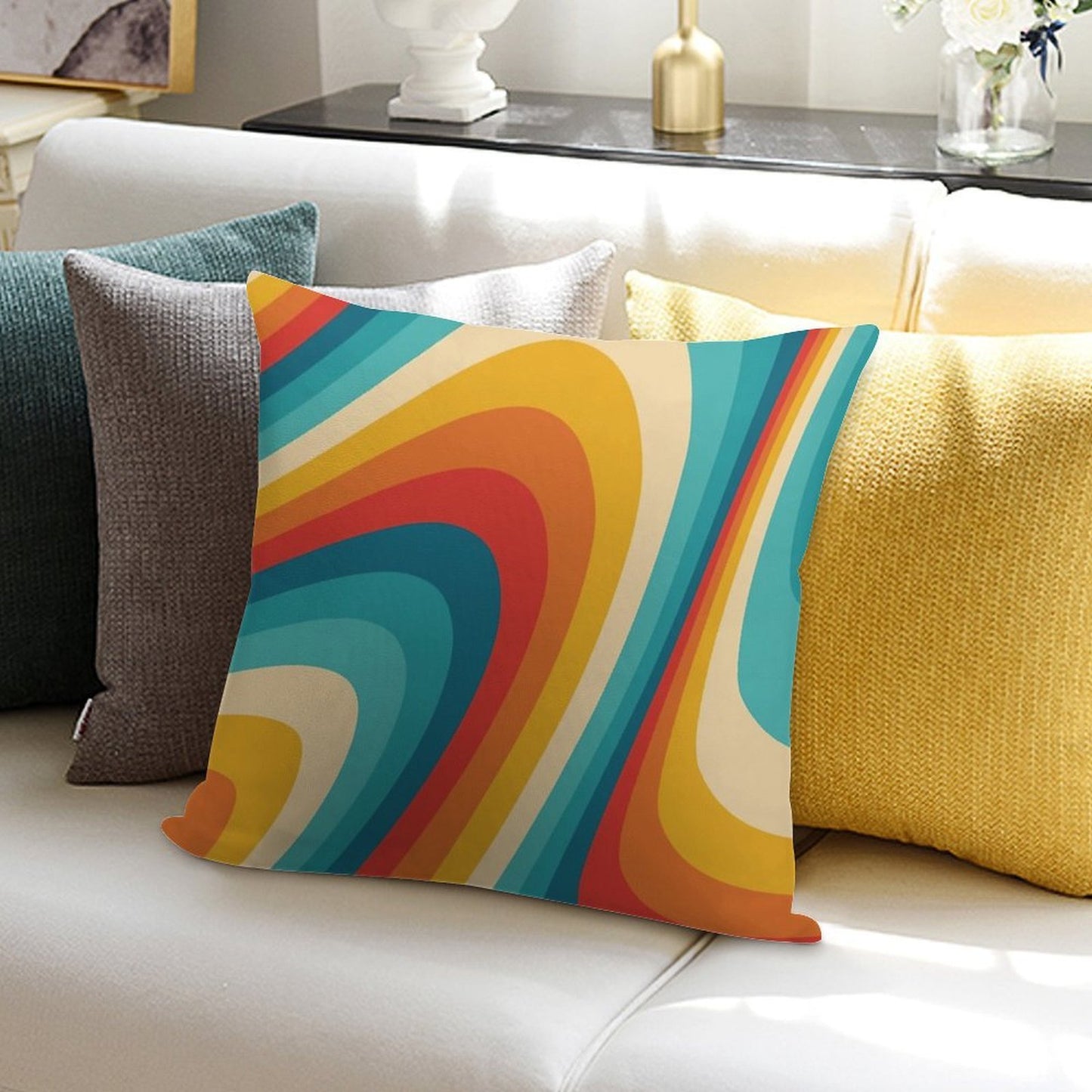 70s Retro Aesthetic Soft Easy Maintenance Throw Pillow