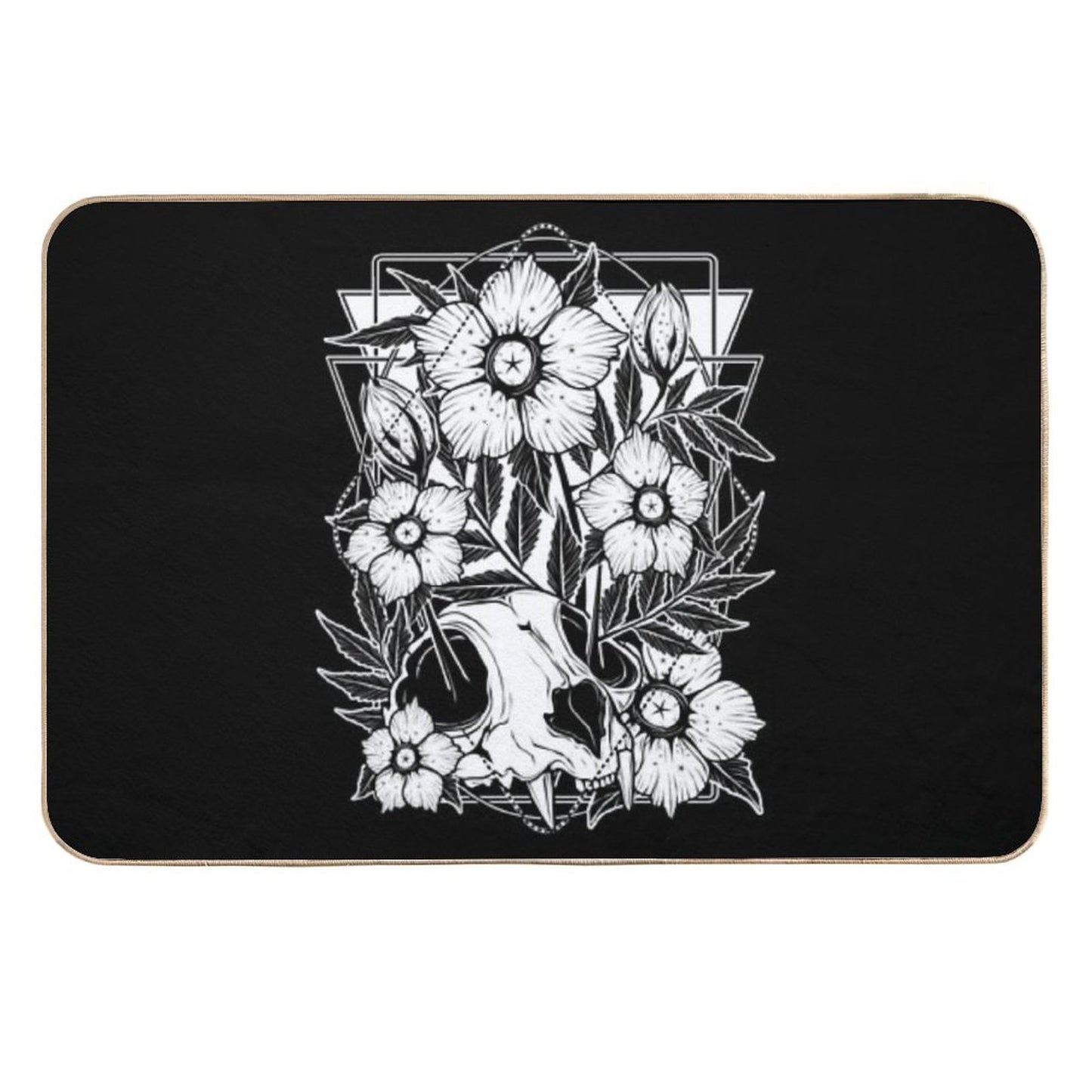 Cat Skull And Pretty Flowers  Pet-Safe Bath Mat