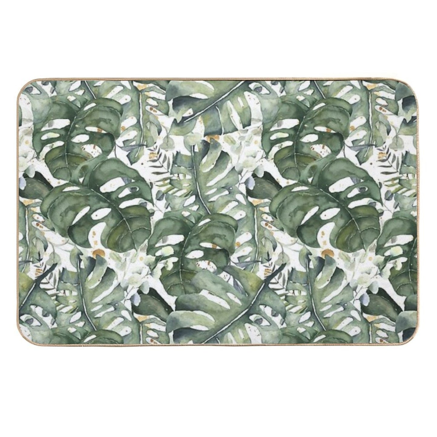 Watercercolor Monstera And Eucalyptus Botanical Garden Pattern Nightgarden  Repositionable Bath Mat