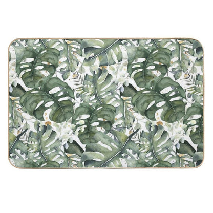 Watercercolor Monstera And Eucalyptus Botanical Garden Pattern Nightgarden  Repositionable Bath Mat