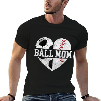 Mom Of Both Heart Soccer Baseball Sports Mom Mothers Day  Wrinkle-resistant T-Shirt