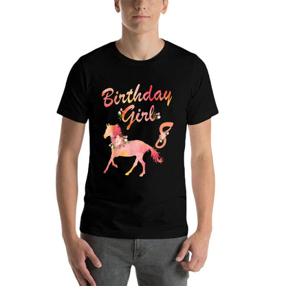 Horse Lover 8th Birthday For Girls Love Horses 8 Years Old  Easy-care T-Shirt