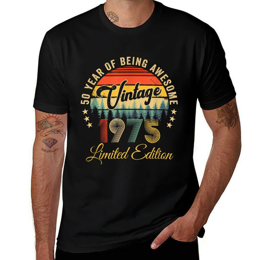 Vintage 1975 Limited Edition 50 Year Old 50Th Birthday  Heathered Texture T-Shirt