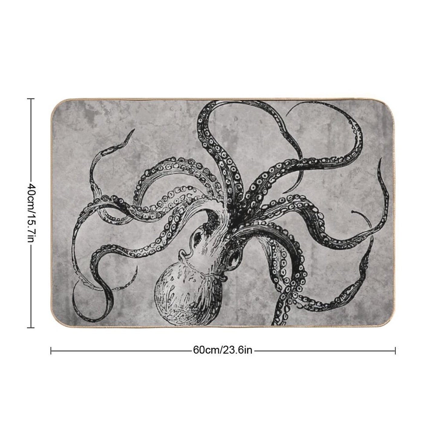 Vintage Octopus  Fade-Resistant Bath Mat