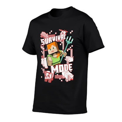 Minecraft Alex Survival Mode Trident  Oversized Silhouette T-Shirt