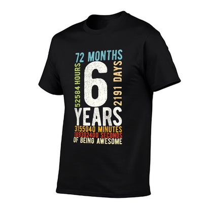 6th Birthday 6 Years Old Vintage Retro 72 Months  Versatile T-Shirt