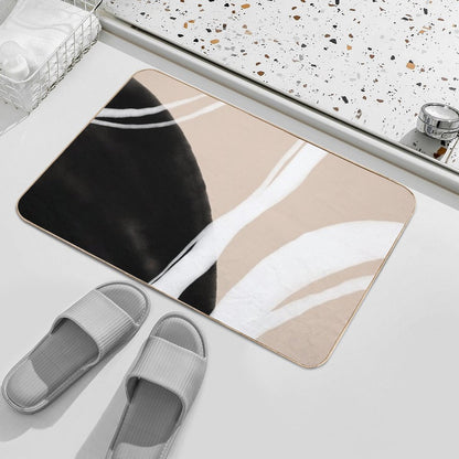 Black And White Scandinavian Abstract  Easy To Clean Bath Mat
