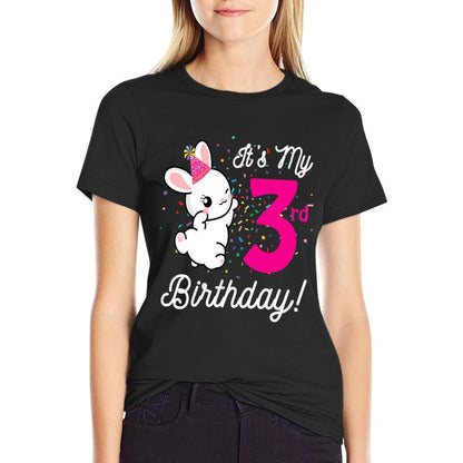 Kids Its My 3rd Birthday Girl Bunny Rabbit Theme Party (three) Premium  Quick-drying T-Shirt
