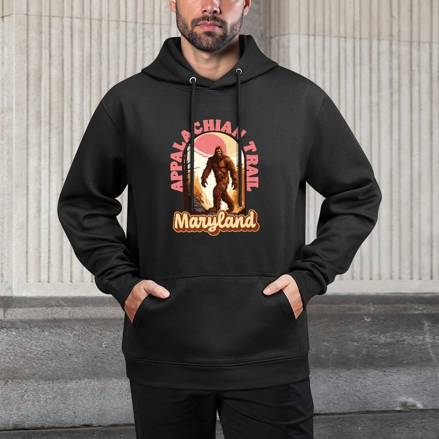 Maryland Appalachian Trail Vintage Hiking Bigfoot Sasquatch Premium Unisex Design Hoodie